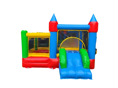Castillo hinchable super happy azul