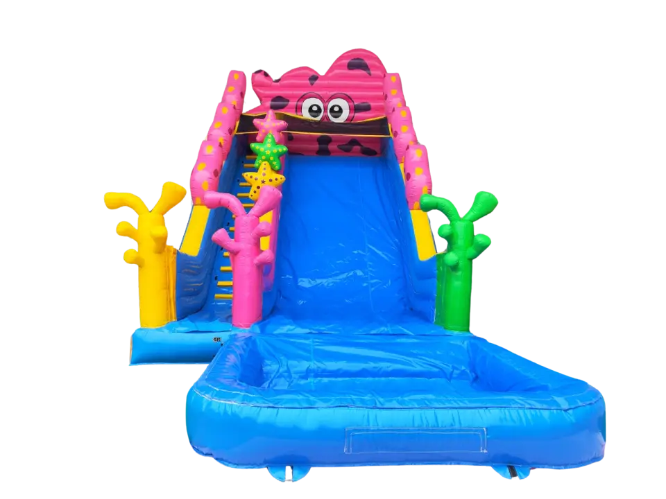CASTILLO HINCHABLE MULTICOLOR OCEANO ACUATICO (ADAPTABLE A PISCINA), hinchable en alquiler